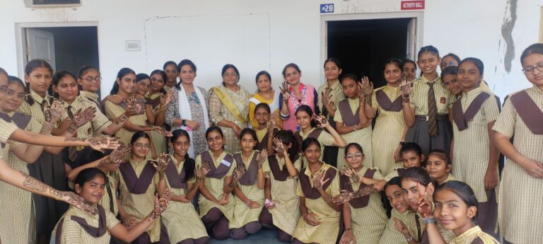 Students beautifully express their artistic talents in Mehandi and Rakhi Making activities, adding vibrant designs to the celebration.